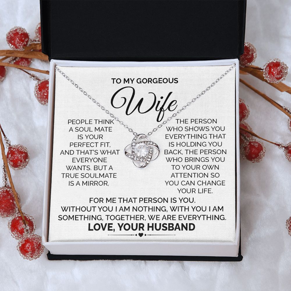 Soulmate Necklace Gift for Gorgeous Wife With Message Card
