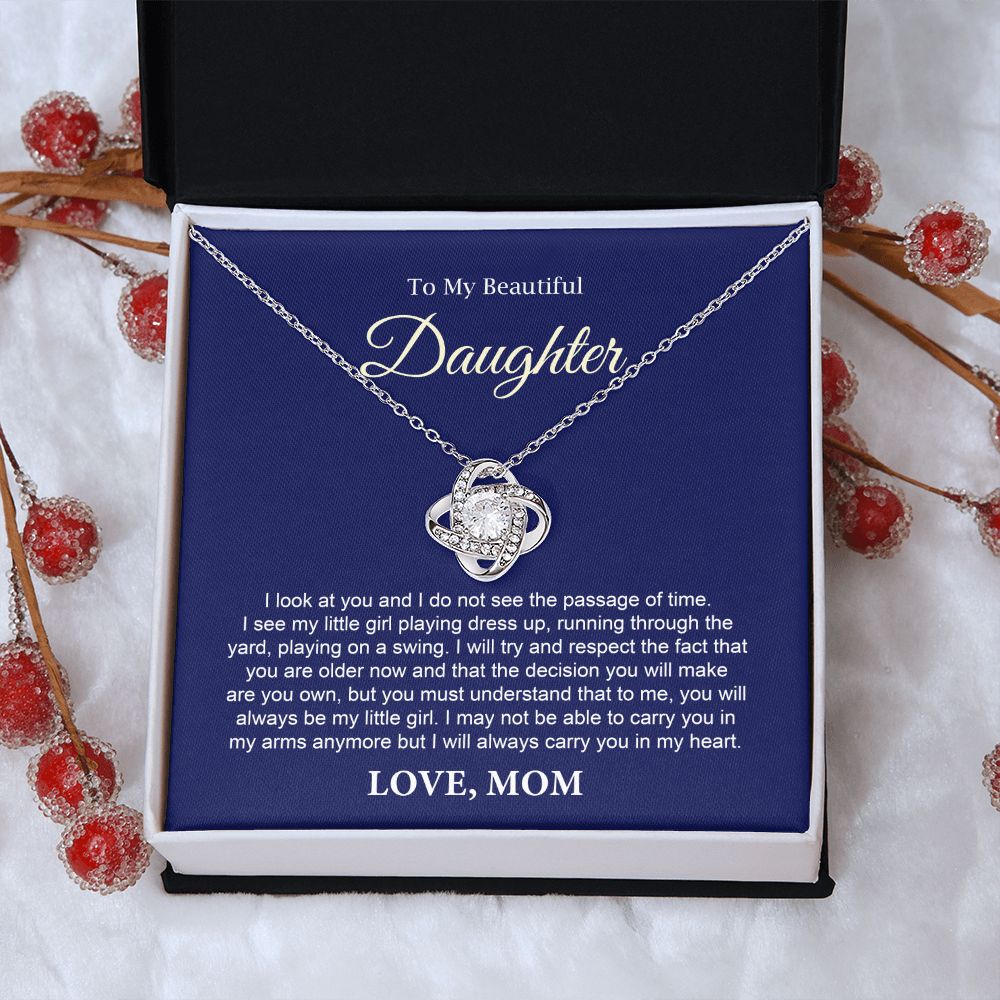 To My Daughter Necklace Gift from Mom with Keepsake Note