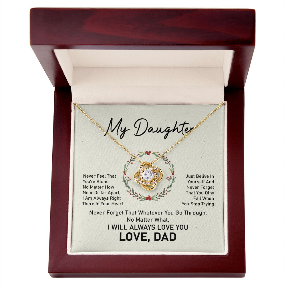 To My Beautiful Daughter Love Knot Necklace, Father and Daughter Jewelry