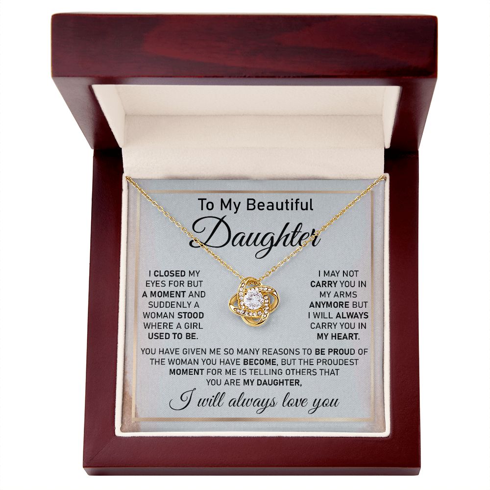 Daughter Necklace Gift with Proud Parent Message