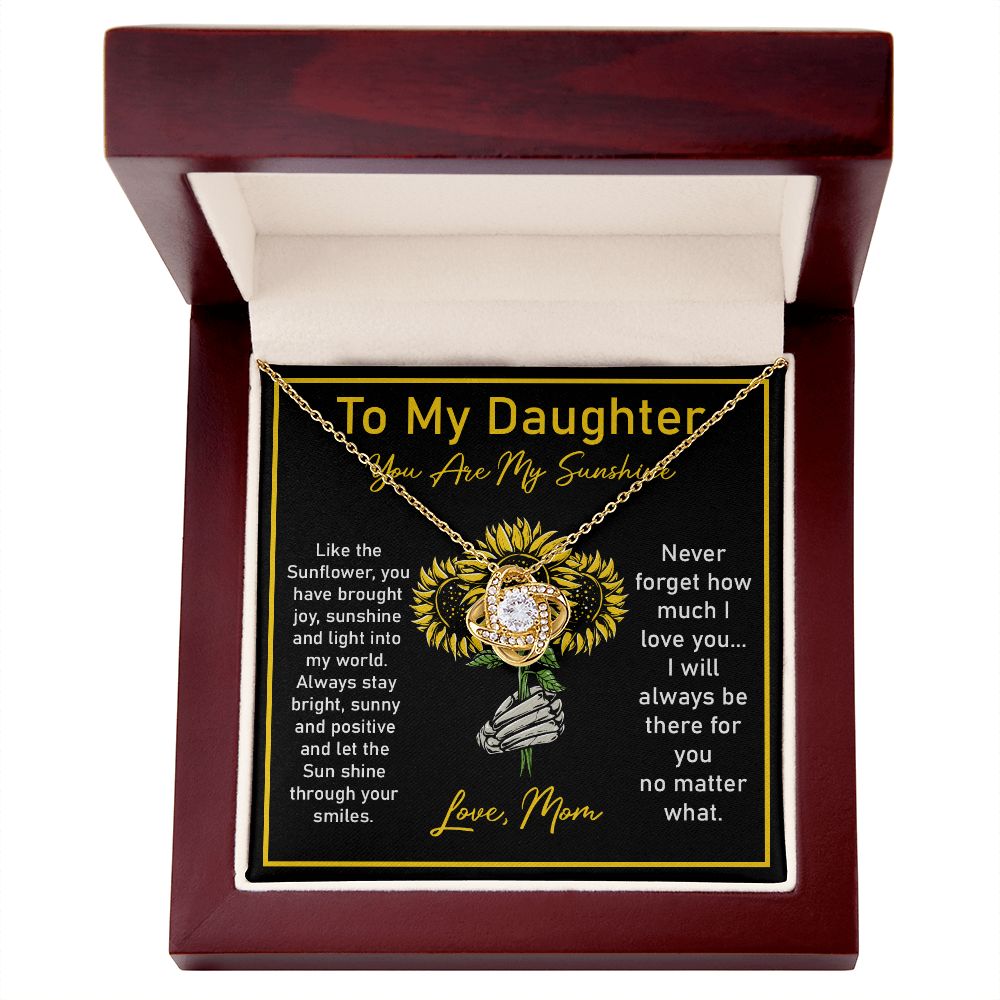 Daughter Necklace Gift from Mom with Sunflower Note