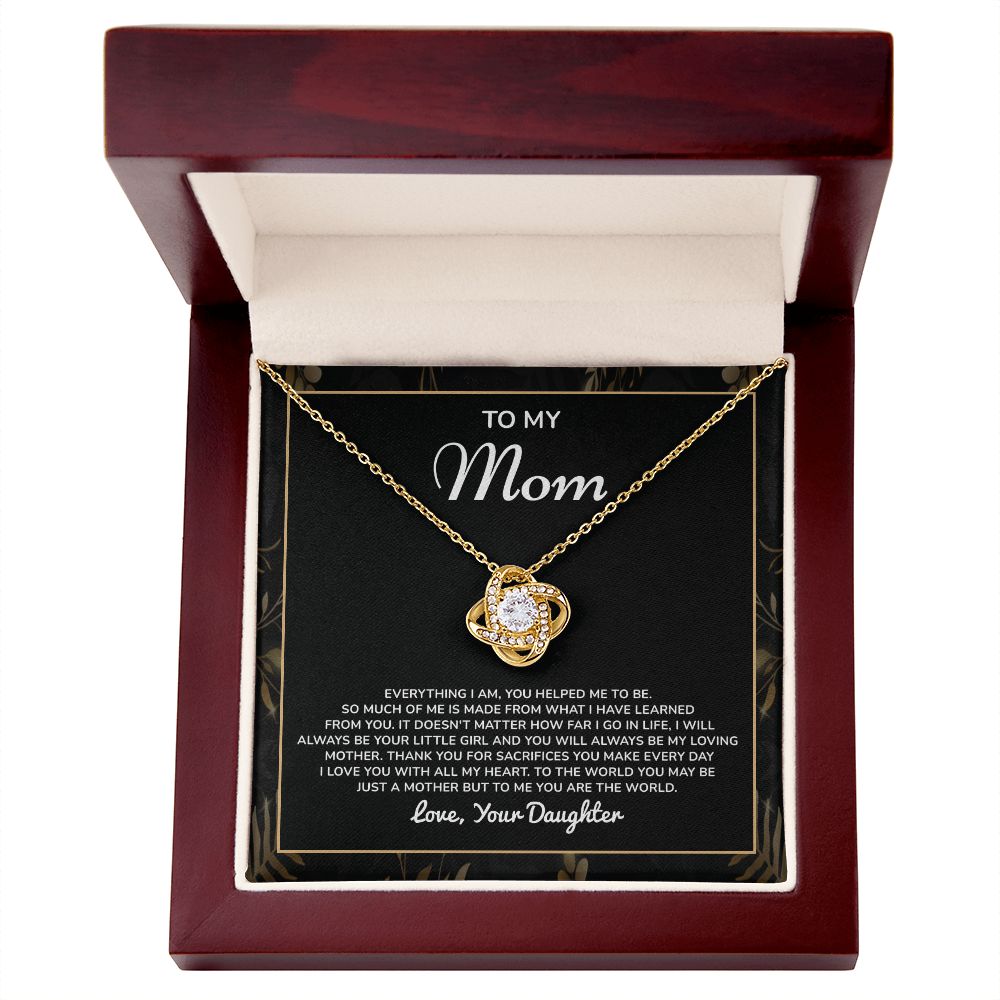 To My Mom To The World You May Be Just A Mother But To Me You Are The World . Love, Your Daughter
