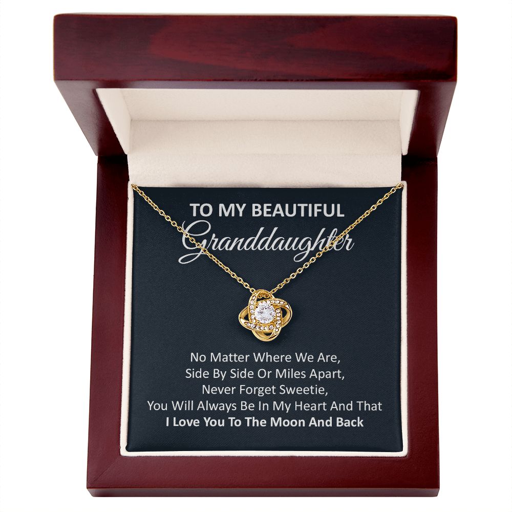 Granddaughter Necklace Gift with Moon and Back Quote