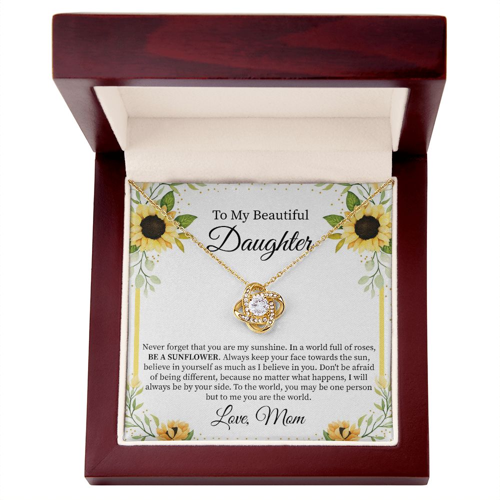 Daughter Necklace Gift from Mom with Sunflower Card