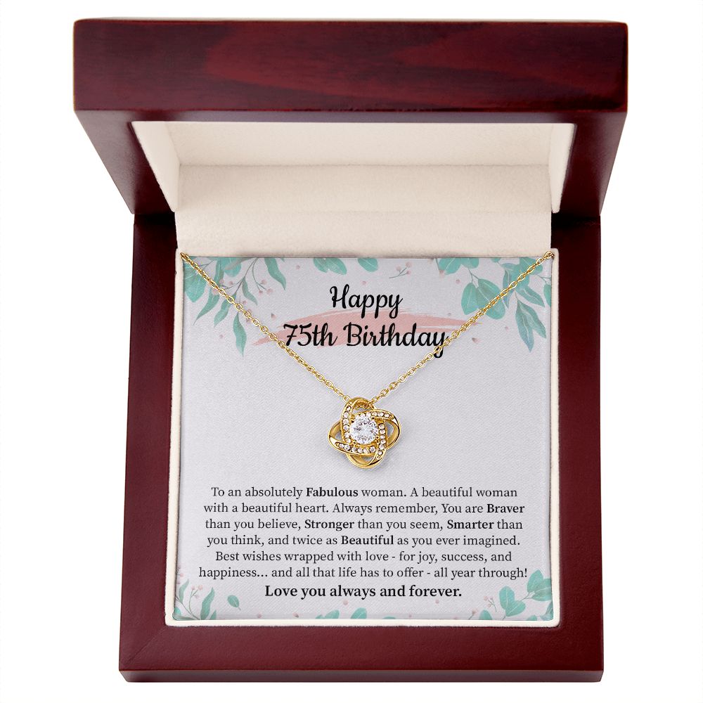 75th Birthday Necklace Gift for Woman with Heartfelt Message
