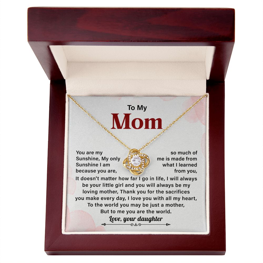 To My Mom To the World You May Be Just A Mother But To Me You Are The World Love, Your Daughter