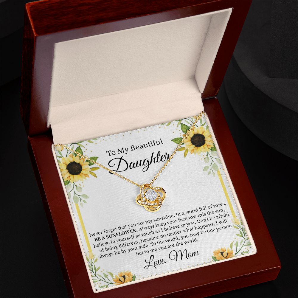 Daughter Necklace Gift from Mom with Sunflower Card