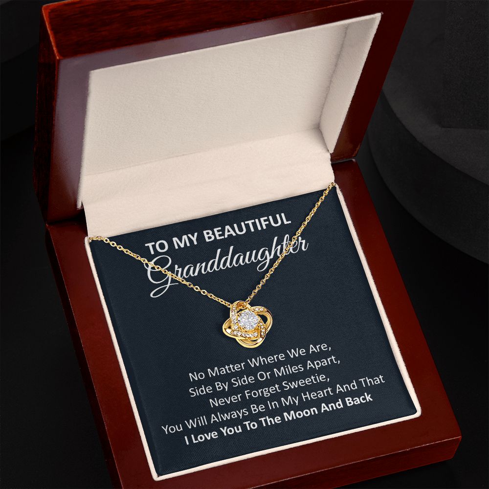 Granddaughter Necklace Gift with Moon and Back Quote