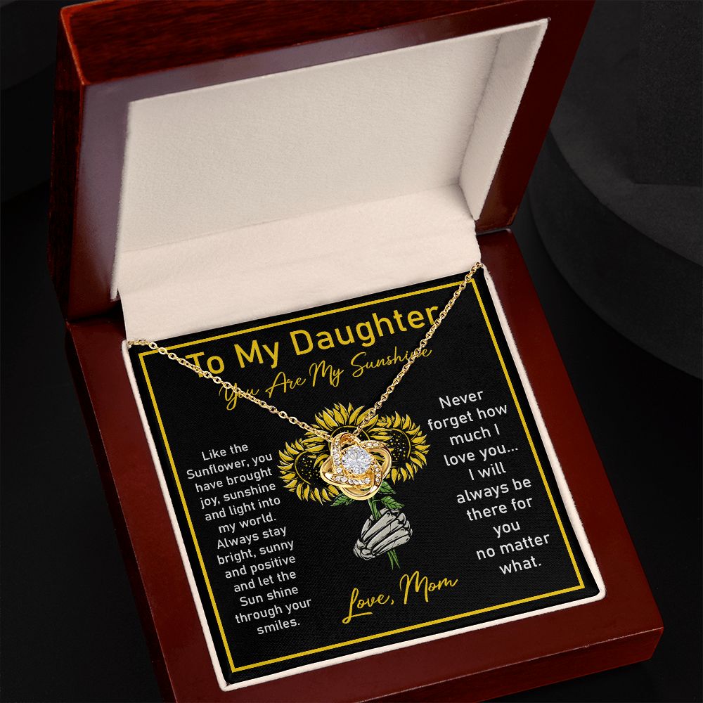 Daughter Necklace Gift from Mom with Sunflower Note