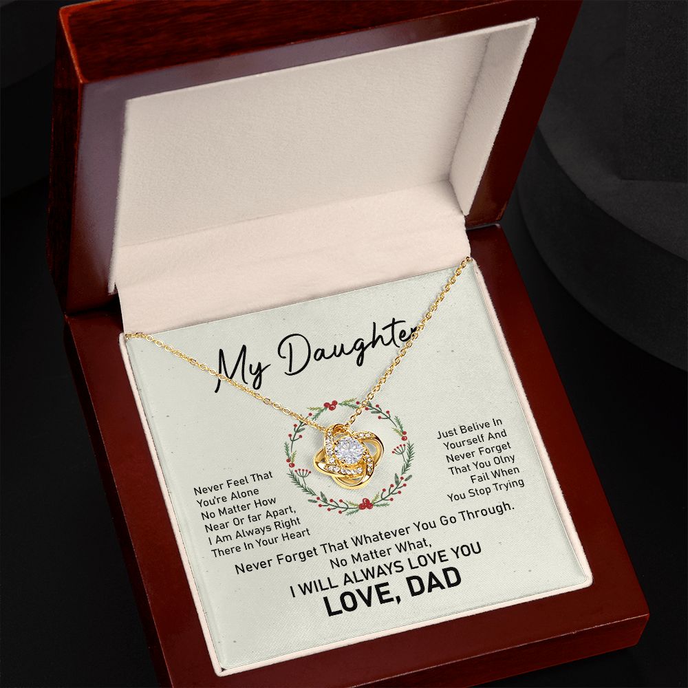 To My Beautiful Daughter Love Knot Necklace, Father and Daughter Jewelry