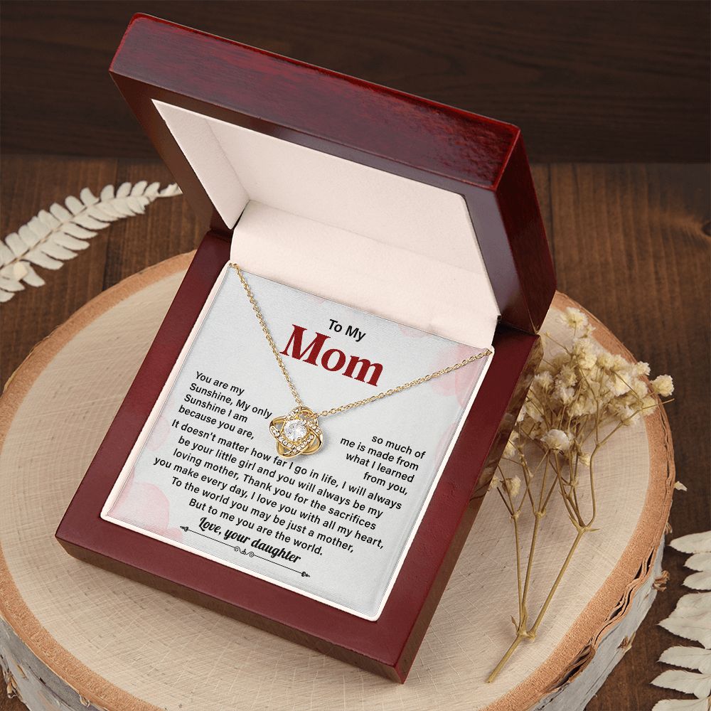 To My Mom To the World You May Be Just A Mother But To Me You Are The World Love, Your Daughter