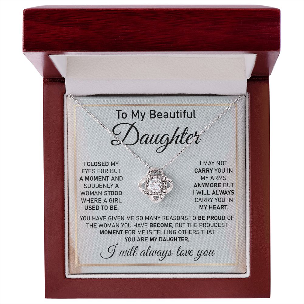 Daughter Necklace Gift with Proud Parent Message