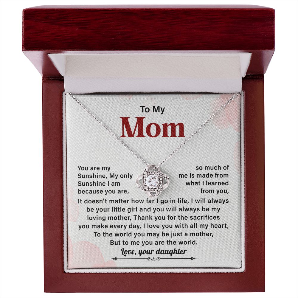 To My Mom To the World You May Be Just A Mother But To Me You Are The World Love, Your Daughter
