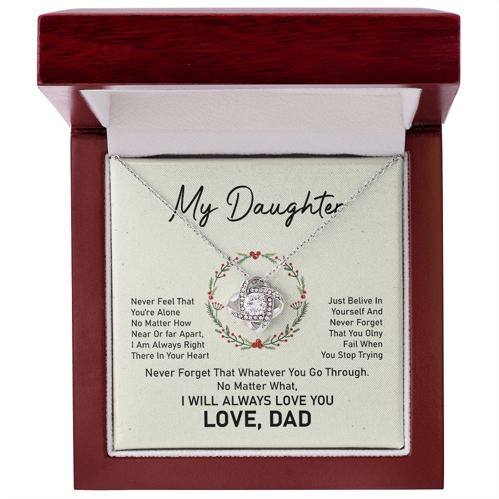 To My Beautiful Daughter Love Knot Necklace, Father and Daughter Jewelry
