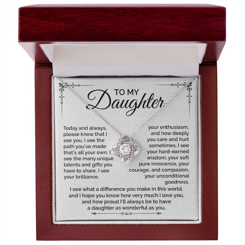 Daughter Gift Necklace with Heartfelt Message of Love