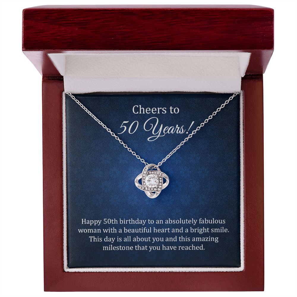 50th Birthday Necklace Gift with Elegant Milestone Card