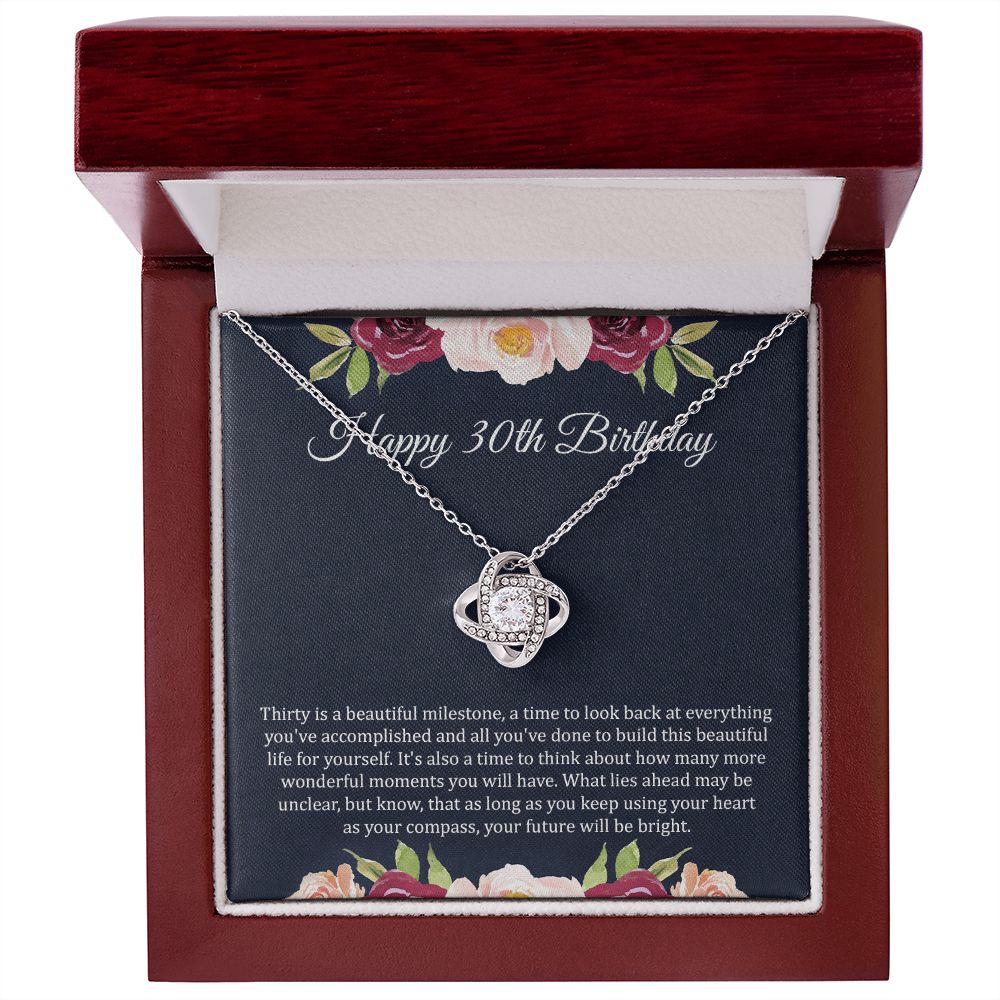 30th Birthday Gift Necklace with Floral Card