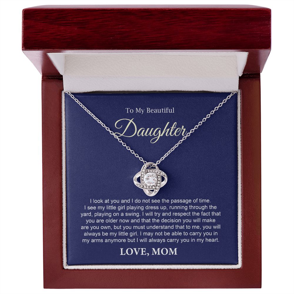 To My Daughter Necklace Gift from Mom with Keepsake Note