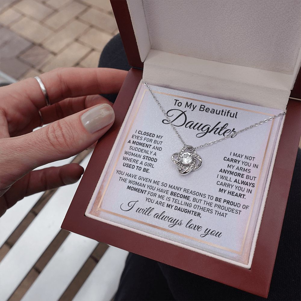 Daughter Necklace Gift with Proud Parent Message