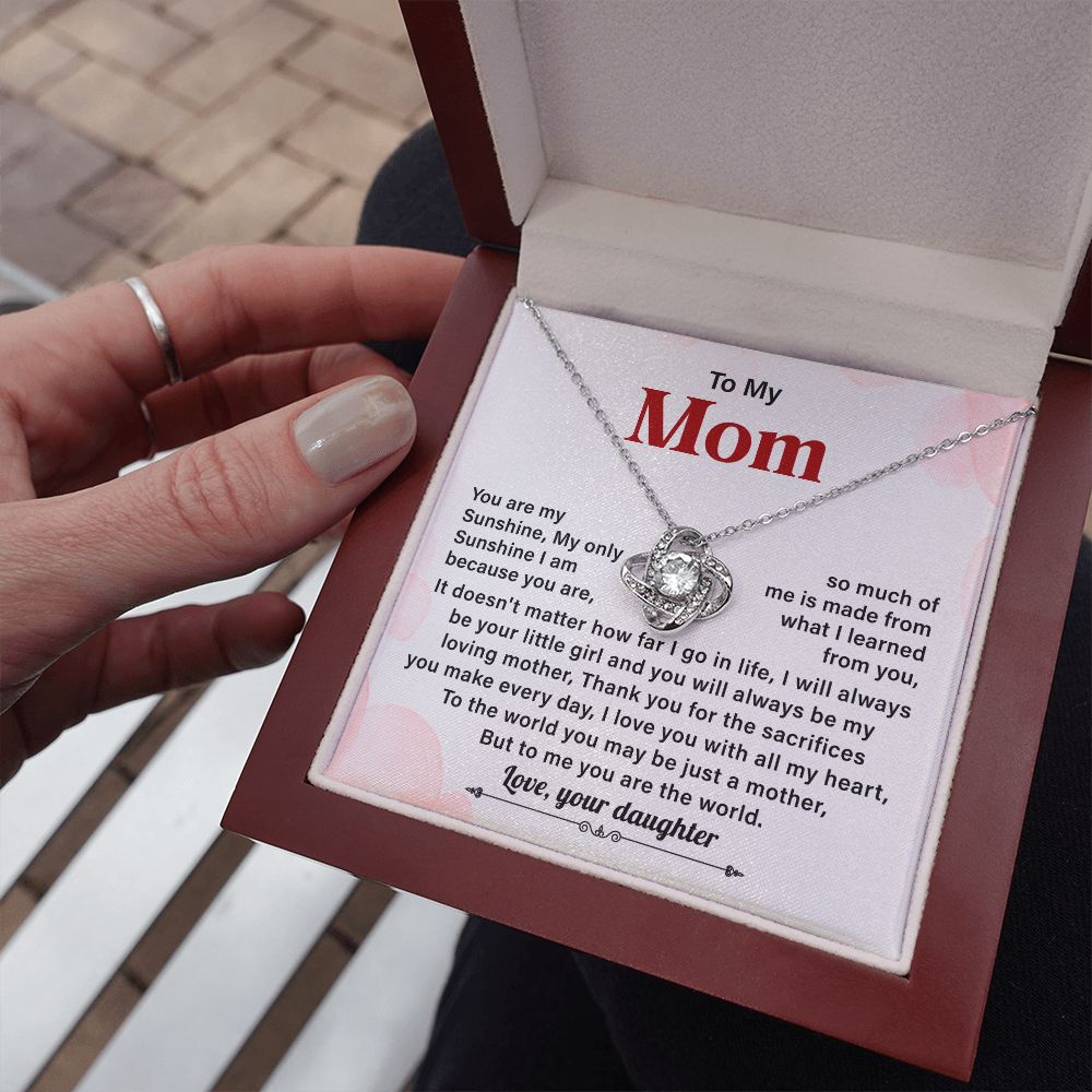 To My Mom To the World You May Be Just A Mother But To Me You Are The World Love, Your Daughter