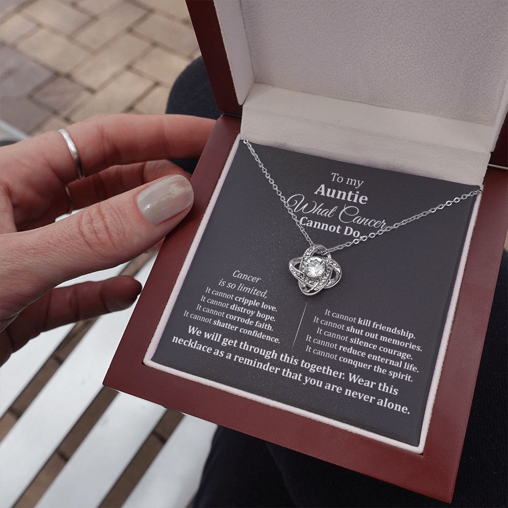 Auntie Cancer Support Necklace with Gift Note