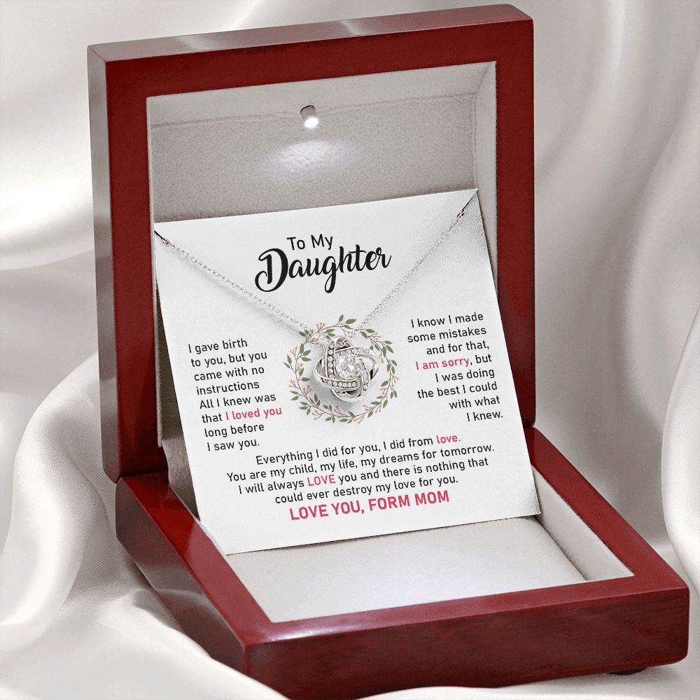 Daughter Necklace from Mom with Apology and Love Message