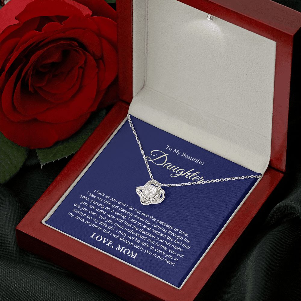 To My Daughter Necklace Gift from Mom with Keepsake Note