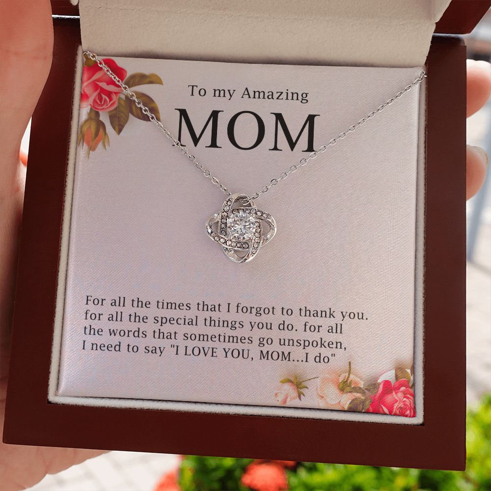 Necklace Gift for Amazing Mom with Message Card – I Love You Mom Jewelry