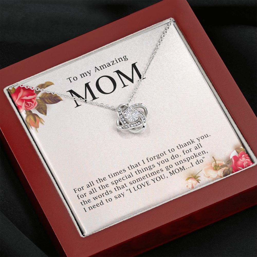 Necklace Gift for Amazing Mom with Message Card – I Love You Mom Jewelry