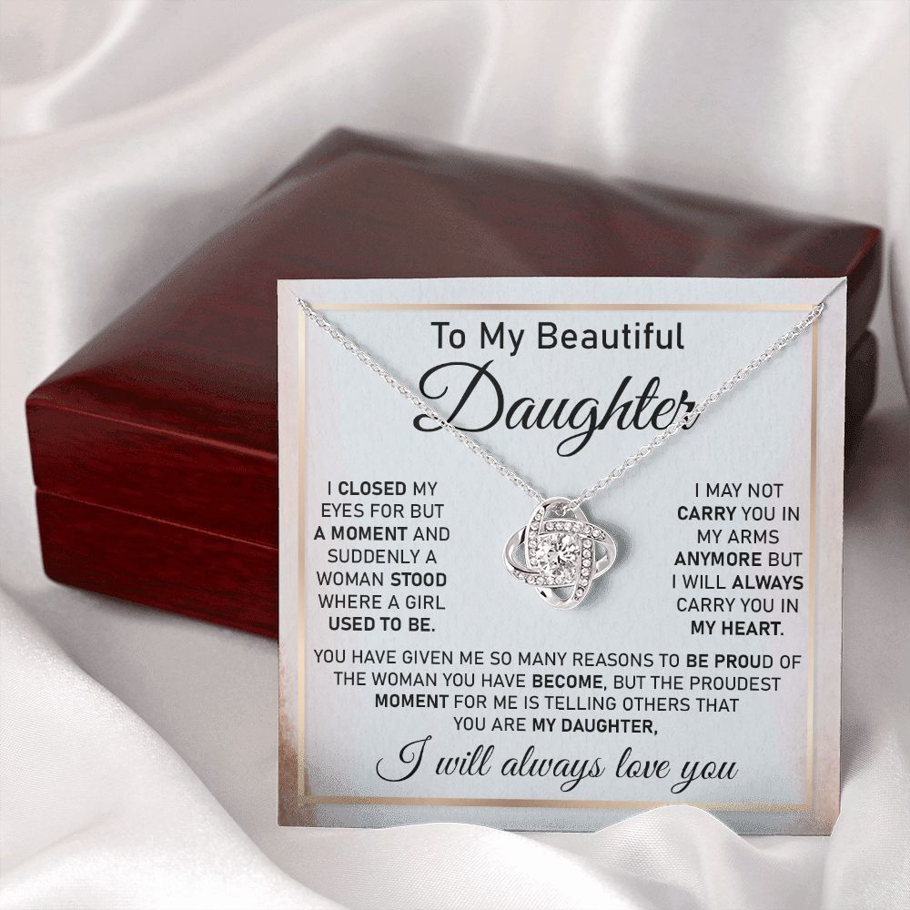 Daughter Necklace Gift with Proud Parent Message