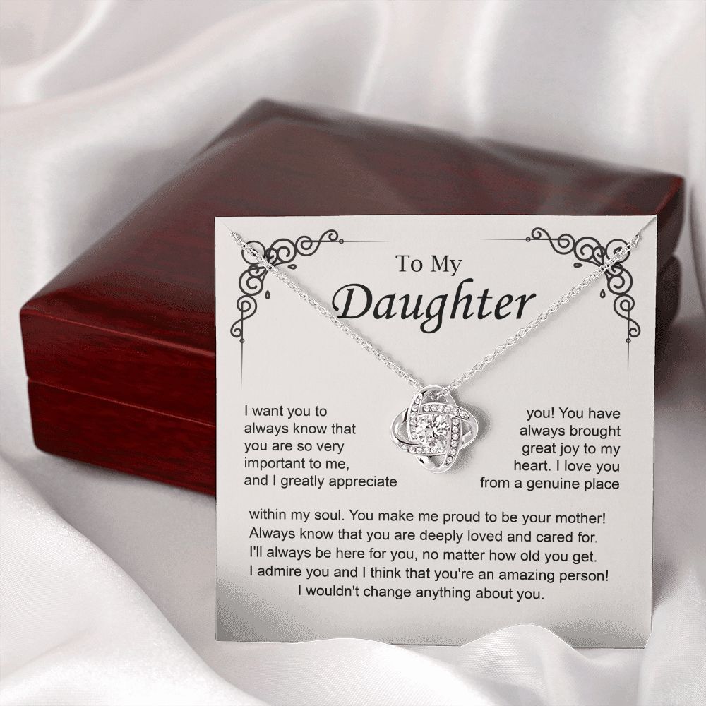 To My Daughter Love Knot Necklace from Mom Gift