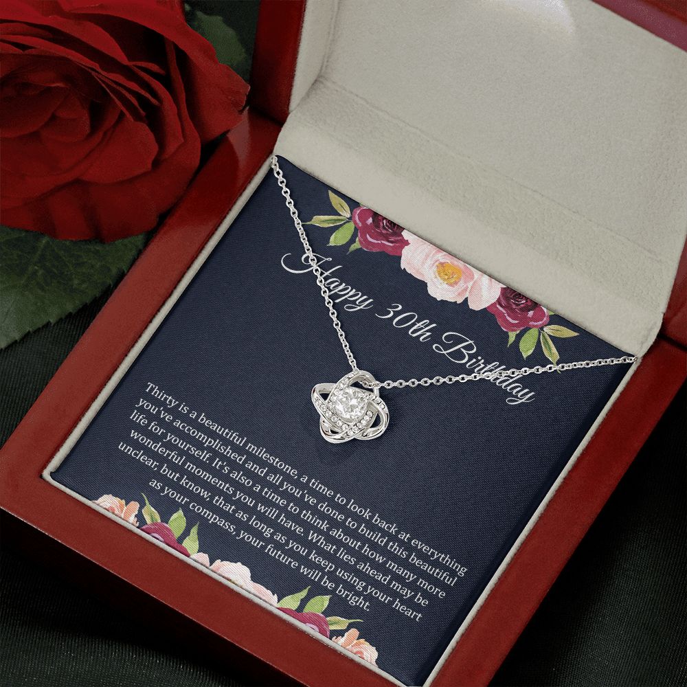 30th Birthday Gift Necklace with Floral Card