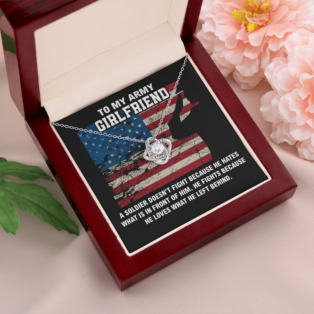Army Girlfriend Gift Necklace with Patriotic Message Card