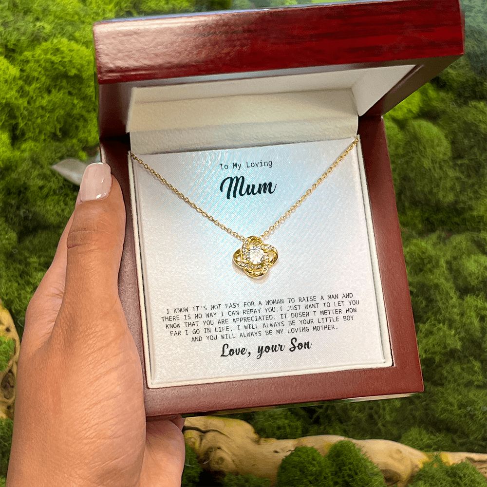 To My Loving Mum Necklace Gift from Son with Heartfelt Message Card