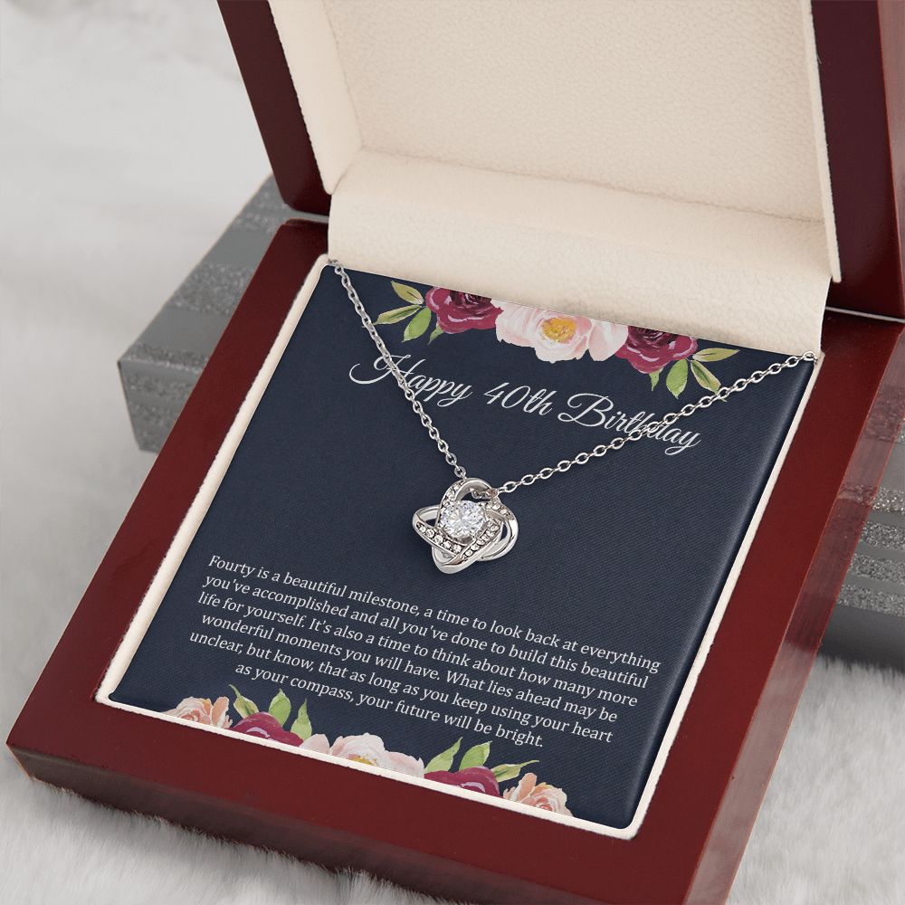 40th Birthday Necklace with Floral Gift Insert