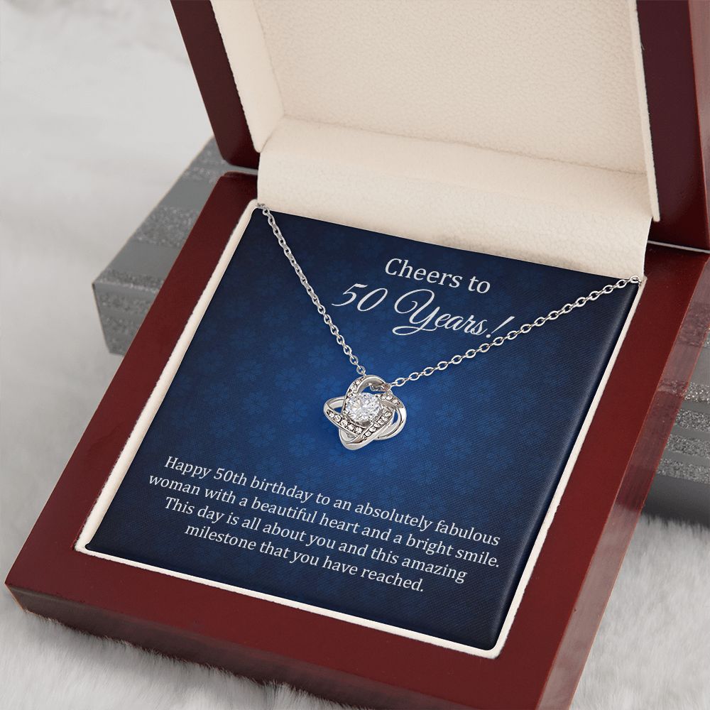 50th Birthday Necklace Gift with Elegant Milestone Card