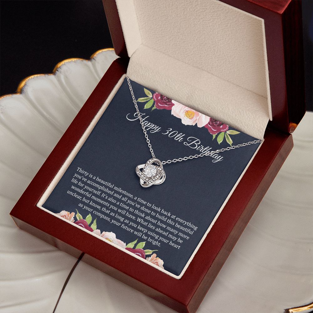 30th Birthday Gift Necklace with Floral Card
