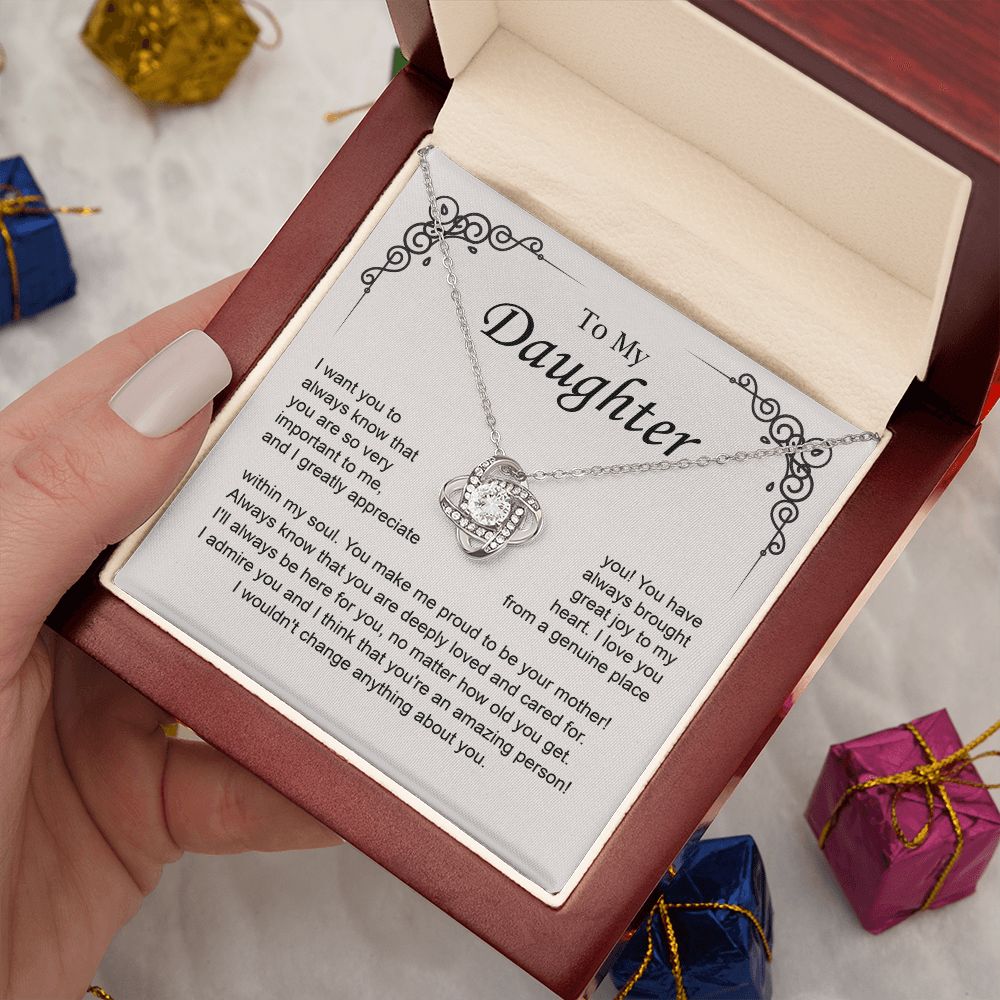 To My Daughter Love Knot Necklace from Mom Gift