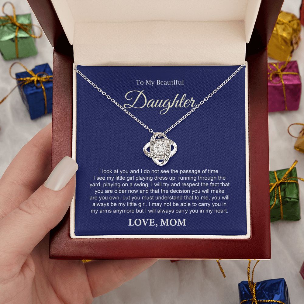To My Daughter Necklace Gift from Mom with Keepsake Note