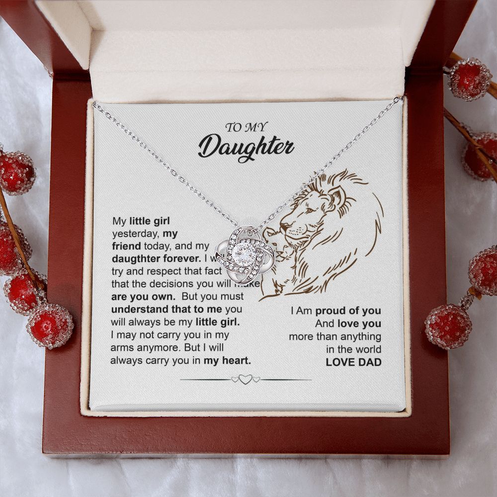 Dad to Daughter Lion Heart Necklace Gift
