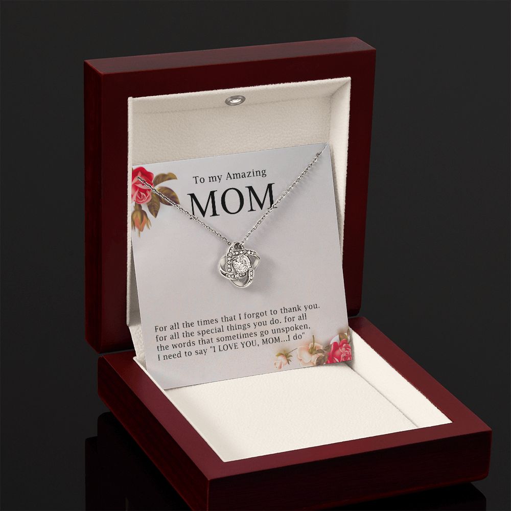 Necklace Gift for Amazing Mom with Message Card – I Love You Mom Jewelry