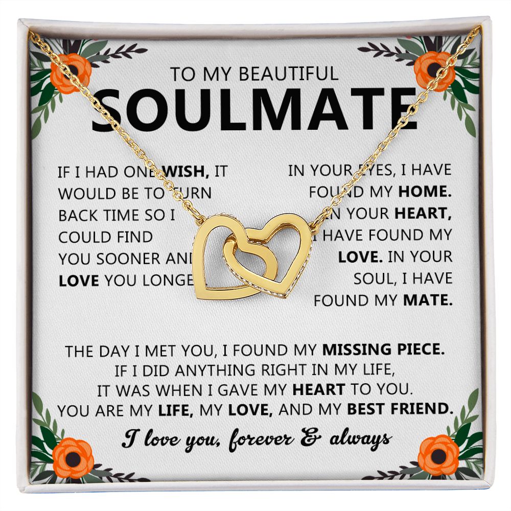 Soulmate Necklace Gift with Message Card for Partner