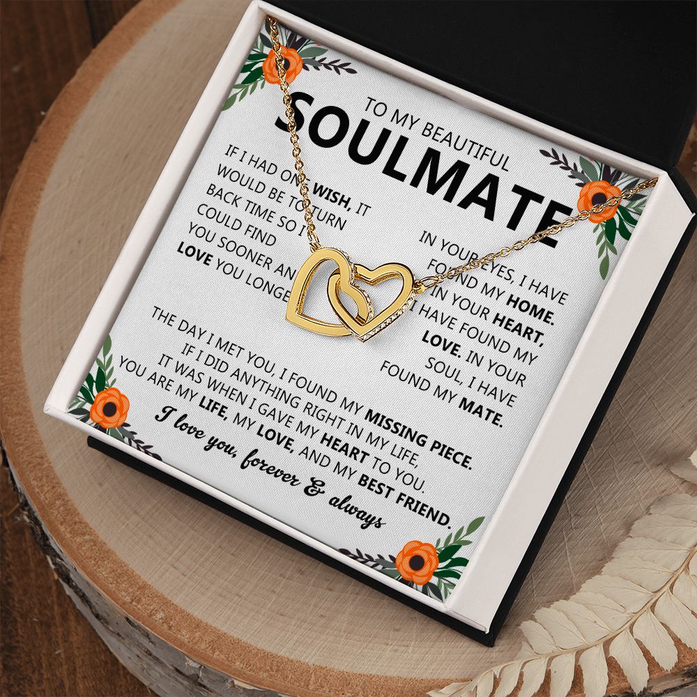 Soulmate Necklace Gift with Message Card for Partner