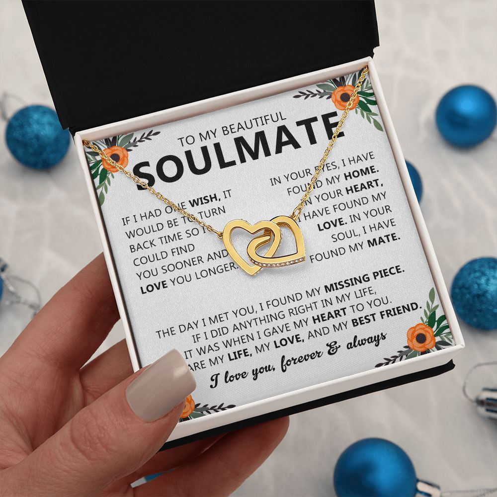 Soulmate Necklace Gift with Message Card for Partner