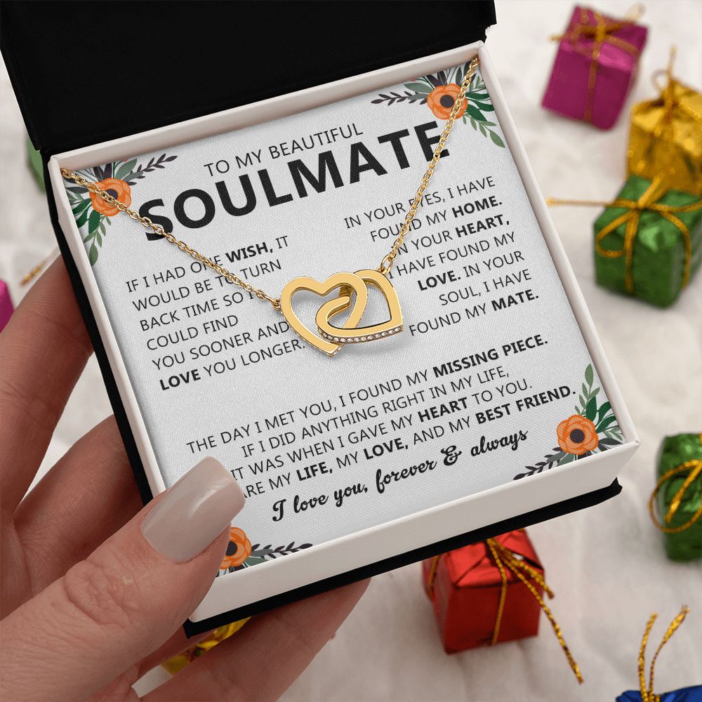 Soulmate Necklace Gift with Message Card for Partner