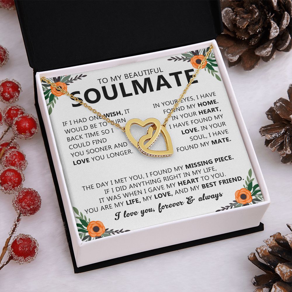 Soulmate Necklace Gift with Message Card for Partner