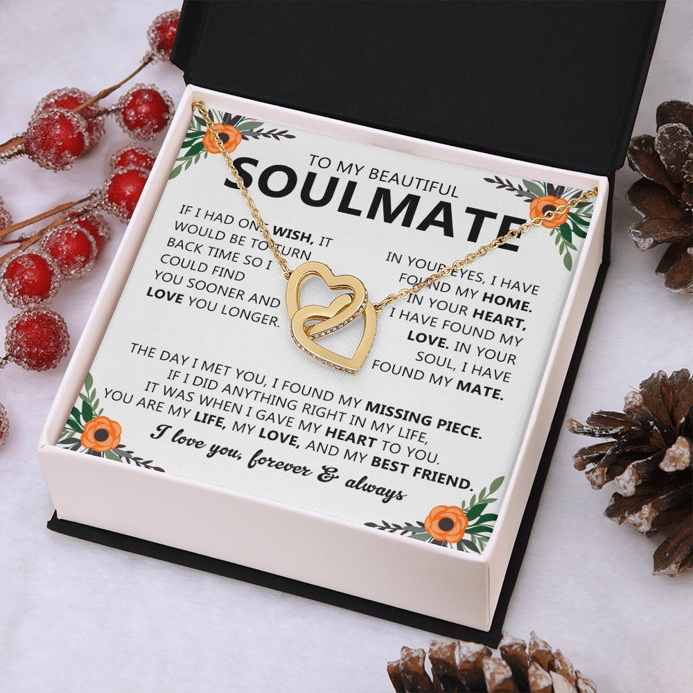 Soulmate Necklace Gift with Message Card for Partner