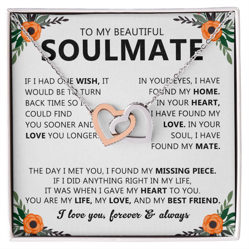 Soulmate Necklace Gift with Message Card for Partner