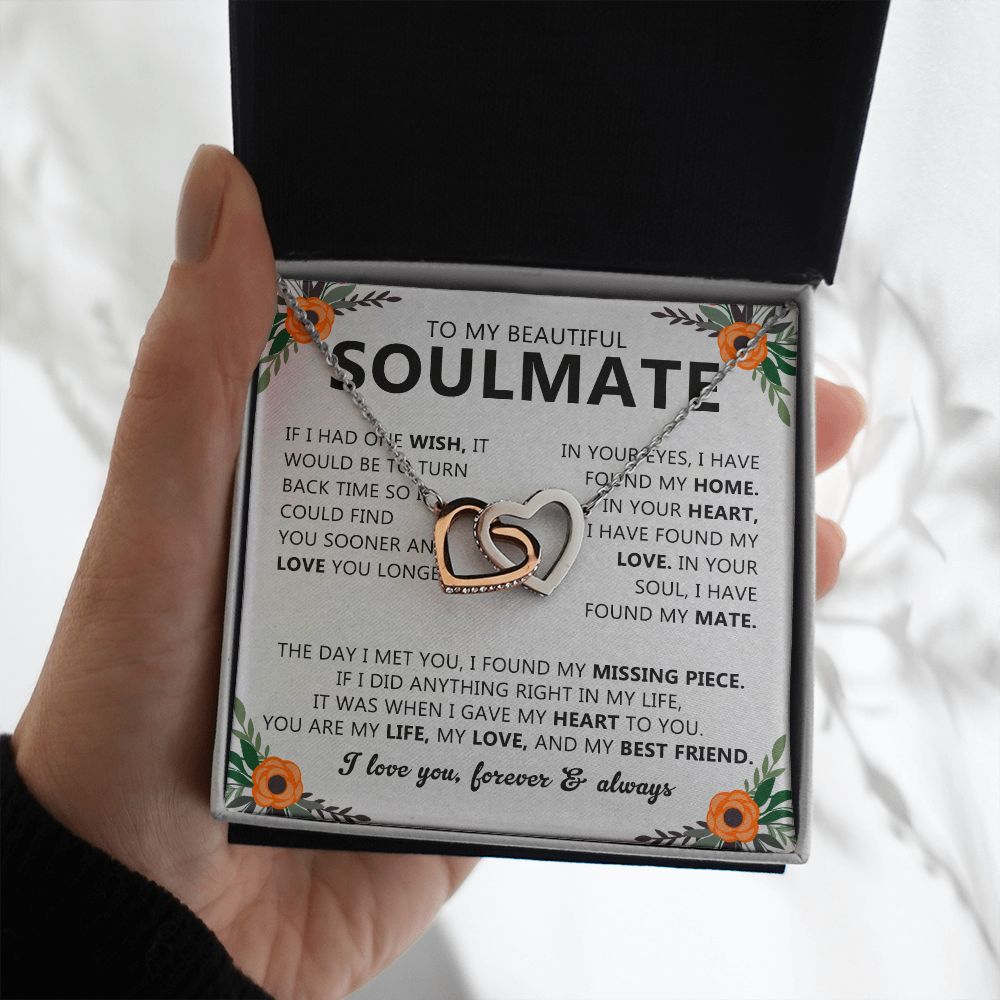 Soulmate Necklace Gift with Message Card for Partner