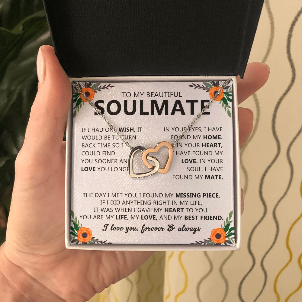 Soulmate Necklace Gift with Message Card for Partner